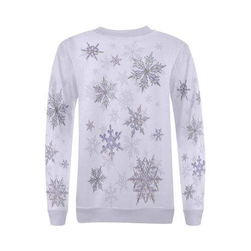 Snowflakes Blue Purple All Over Print Crewneck Sweatshirt for Women (Model H18)