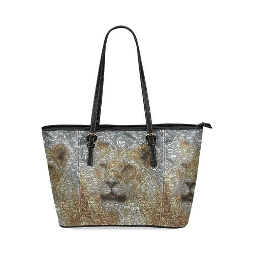WordArt Lion by FeelGood Leather Tote Bag/Large (Model 1640)