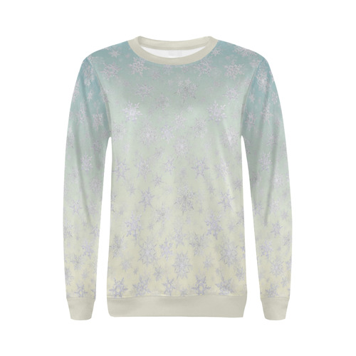 Frosty Day Snowflakes on Misty Sky All Over Print Crewneck Sweatshirt for Women (Model H18)