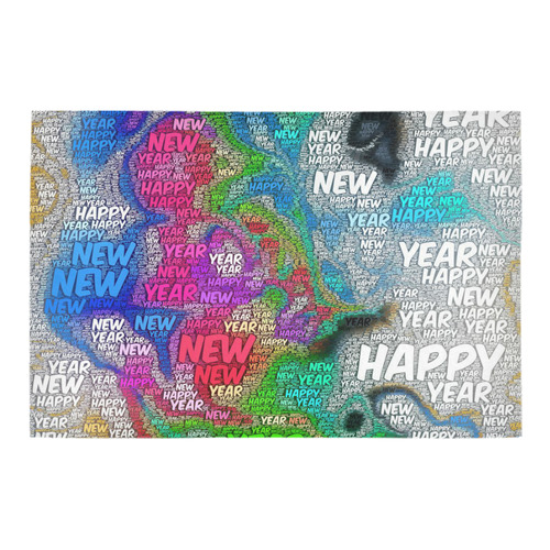 WordArt Happy new Year by FeelGood Azalea Doormat 24" x 16" (Sponge Material)