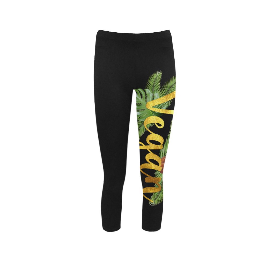 Tropical Pineapples Capri Leggings Capri Legging (Model L02)