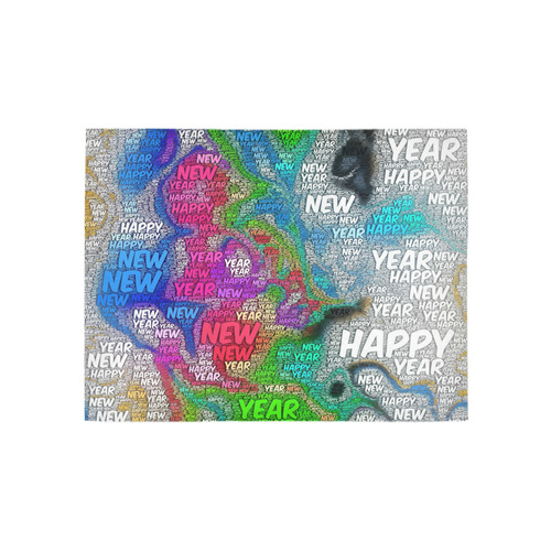WordArt Happy new Year by FeelGood Area Rug 5'3''x4'