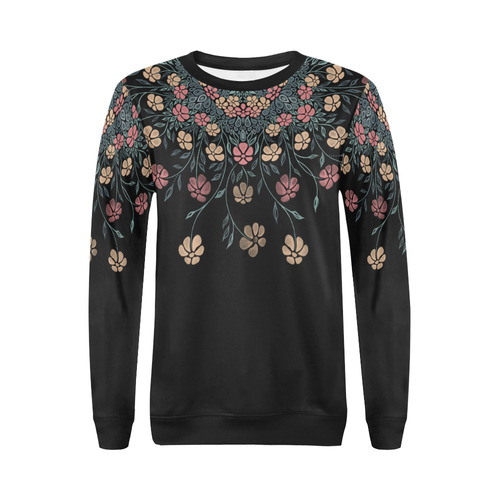 Pretty Powder Pastels Flowers Mandala Pattern All Over Print Crewneck Sweatshirt for Women (Model H18)
