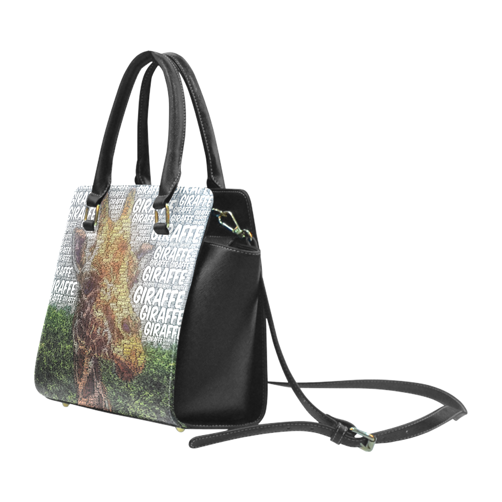 WordArt Giraffe by FeelGood Rivet Shoulder Handbag (Model 1645)