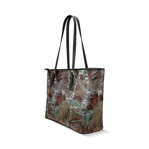 WordArt Sloth by FeelGood Leather Tote Bag/Large (Model 1640)