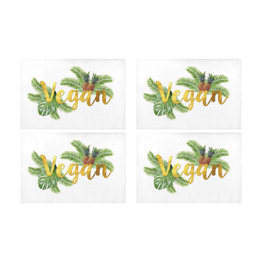 Pineapples Tropical Vegan Placemats Placemat 12’’ x 18’’ (Set of 4)