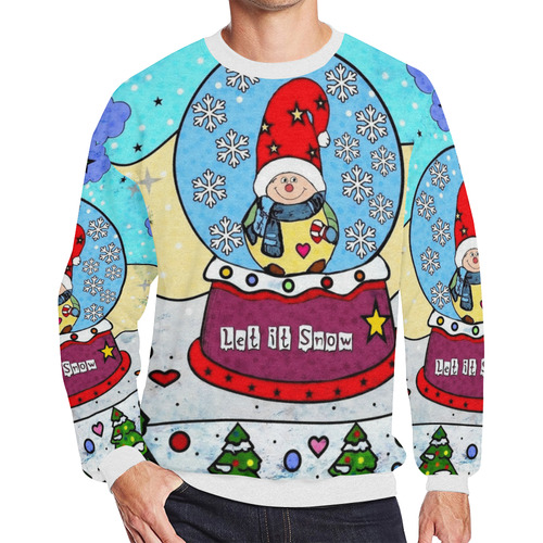 Let it Snow by Nico Bielow Men's Oversized Fleece Crew Sweatshirt (Model H18)