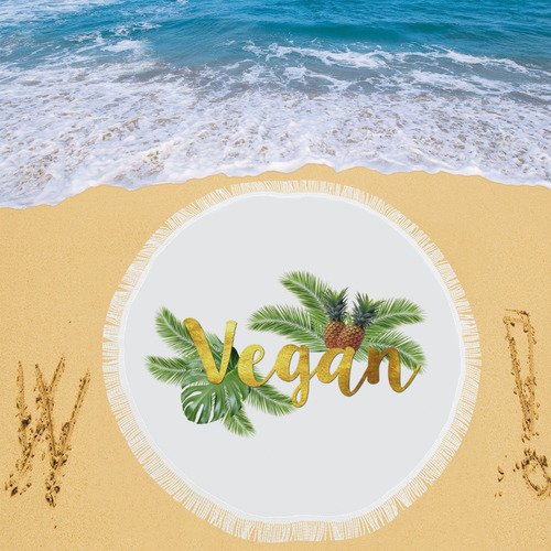 Tropical Pineapples Vegan Round Beach Throw Circular Beach Shawl 59"x 59"