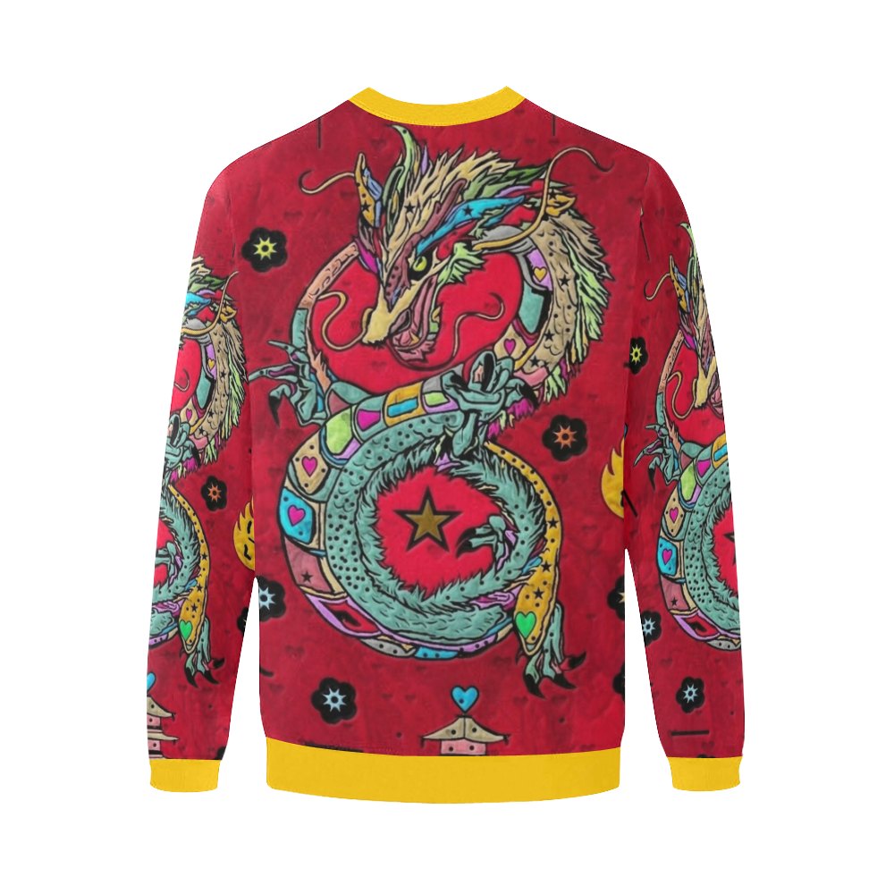 Dragon Popart by Nico Bielow Men's Oversized Fleece Crew Sweatshirt/Large Size(Model H18)