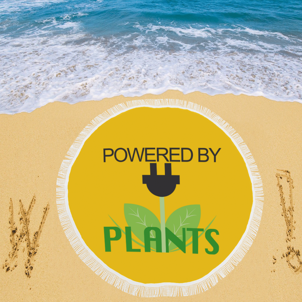 Powered by Plants Round Beach Throw Circular Beach Shawl 59"x 59"