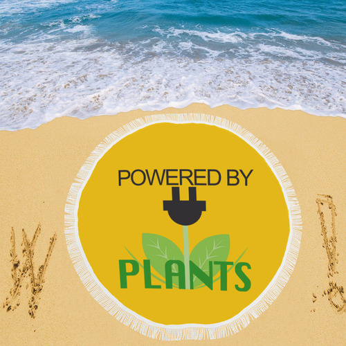 Powered by Plants Round Beach Throw Circular Beach Shawl 59"x 59"