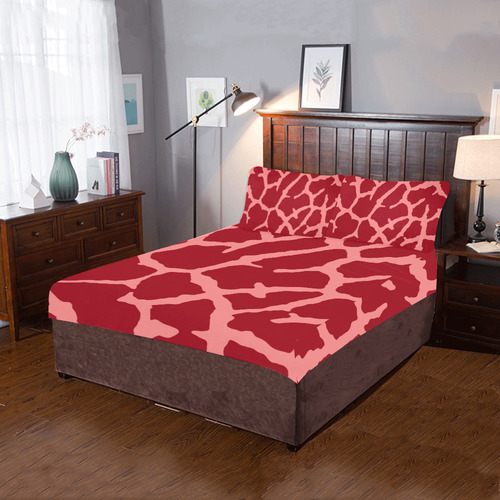 Red Giraffe Print 3-Piece Bedding Set