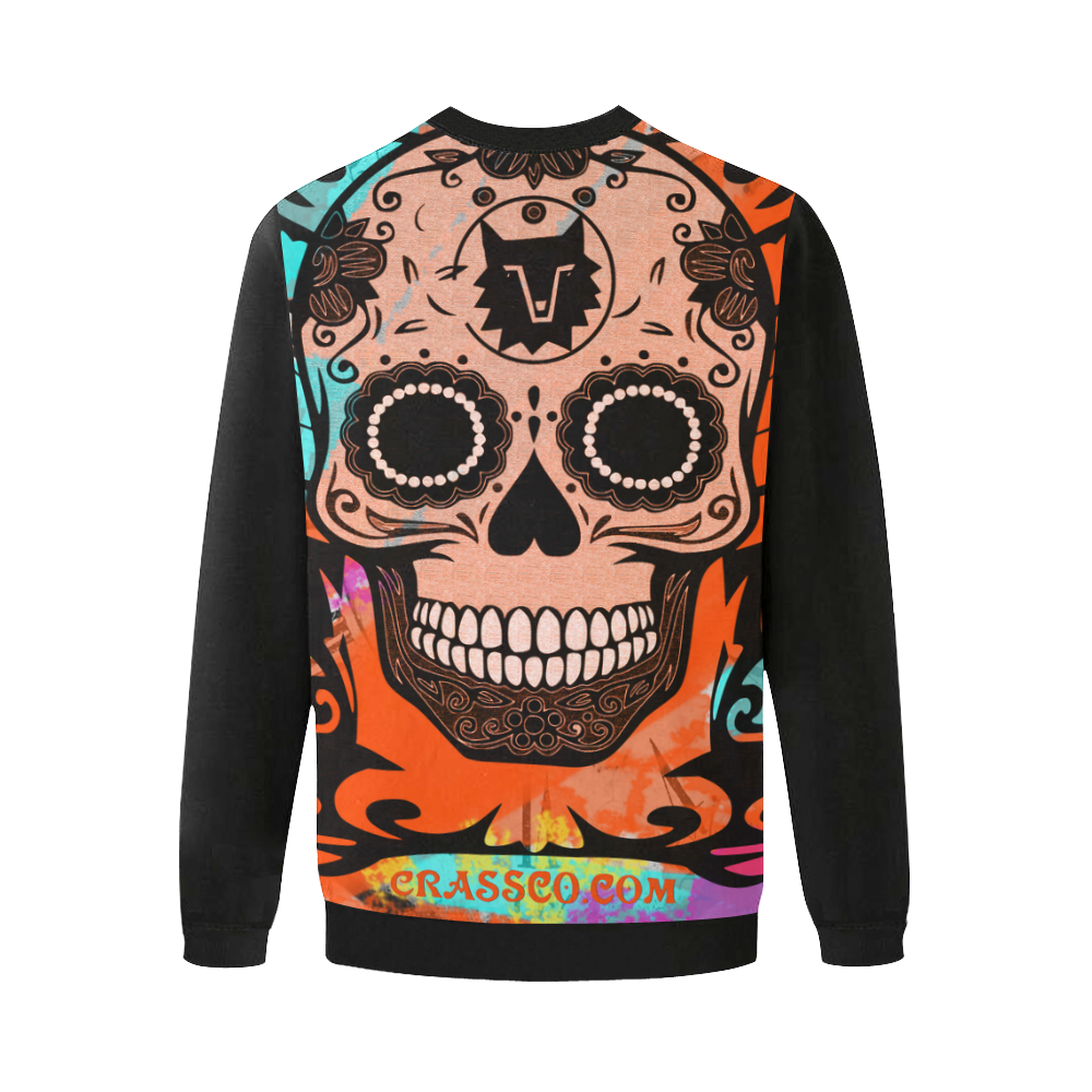 SKULL FLEECE VII Men's Oversized Fleece Crew Sweatshirt (Model H18)