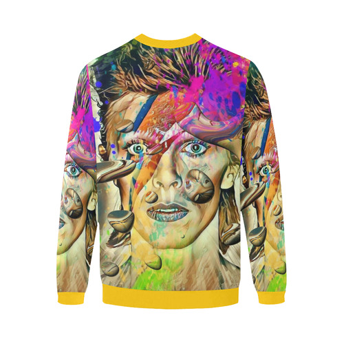 Bowie Popart by Nico Bielow Men's Oversized Fleece Crew Sweatshirt/Large Size(Model H18)