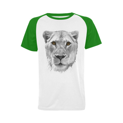 White lioness Men's Raglan T-shirt Big Size (USA Size) (Model T11)