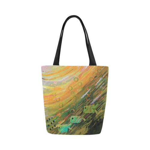 Fish in a Green Sea Canvas Tote Bag (Model 1657)