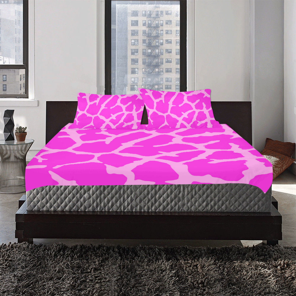 Pink Giraffe Print 3-Piece Bedding Set