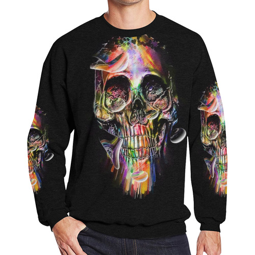 Skull Drops Popart by Nico Bielow Men's Oversized Fleece Crew Sweatshirt (Model H18)