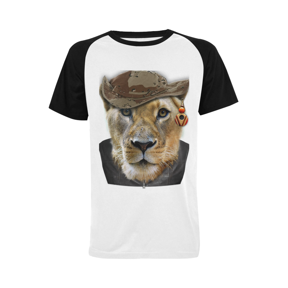 Dresses up lioness Men's Raglan T-shirt Big Size (USA Size) (Model T11)