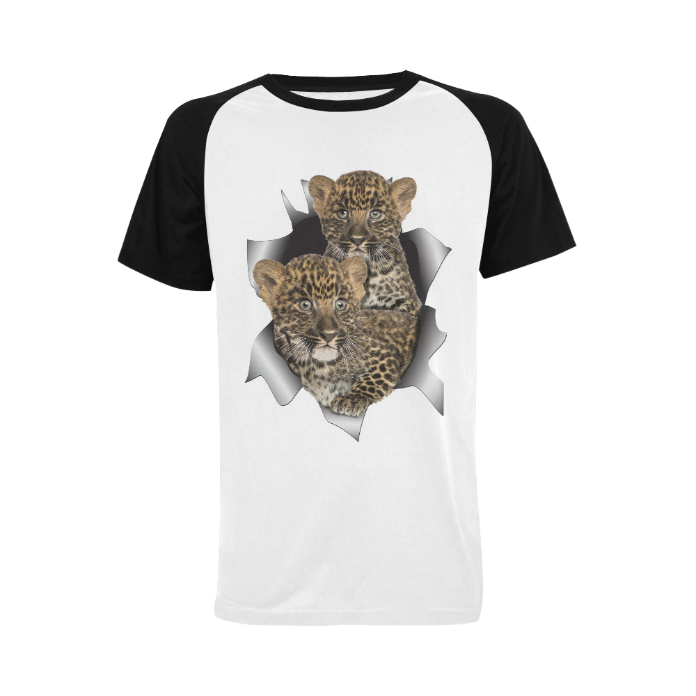 baby cheetahs Men's Raglan T-shirt Big Size (USA Size) (Model T11)