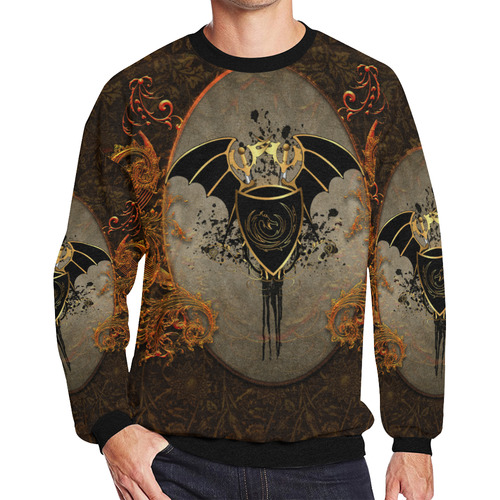 Dragon with swords and wings Men's Oversized Fleece Crew Sweatshirt/Large Size(Model H18)