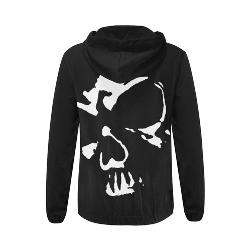 Gothic Skull All Over Print Full Zip Hoodie for Women (Model H14)