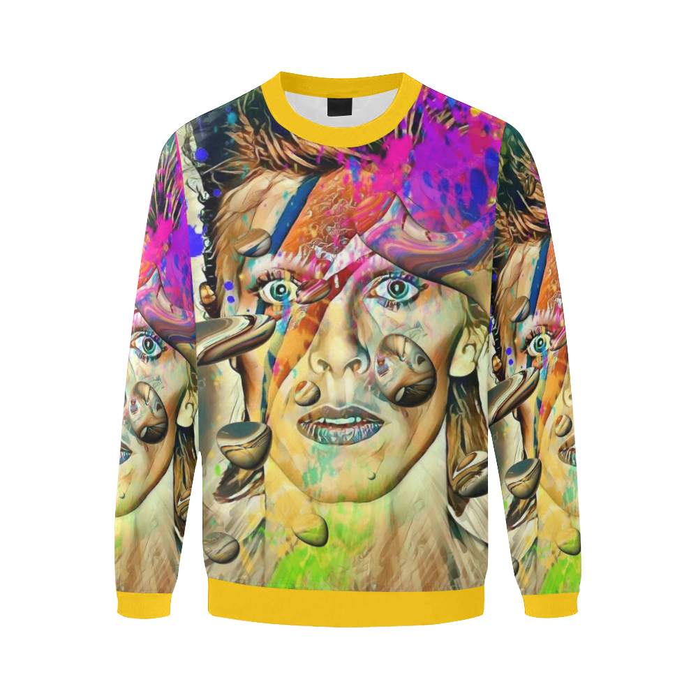 Bowie Popart by Nico Bielow Men's Oversized Fleece Crew Sweatshirt (Model H18)