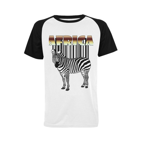 Brown A zebra barcode Men's Raglan T-shirt Big Size (USA Size) (Model T11)