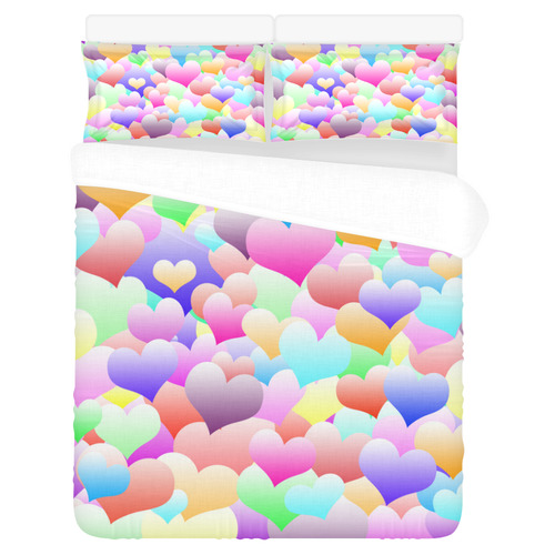 Bubble Hearts Light 3-Piece Bedding Set
