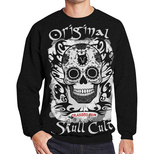 SKULL FLEECE II Men's Oversized Fleece Crew Sweatshirt (Model H18)