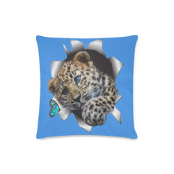 baby leopard and butterfly Custom Zippered Pillow Case 16"x16"(Twin Sides)