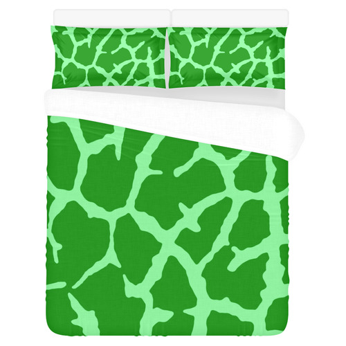 Green Giraffe Print 3-Piece Bedding Set