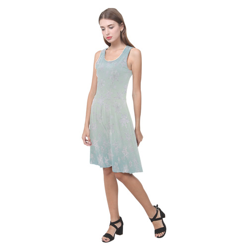 Frosty Day Snowflakes on Misty Sky Atalanta Casual Sundress(Model D04)