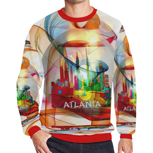 Atanta Popart by Nico Bielow Men's Oversized Fleece Crew Sweatshirt (Model H18)