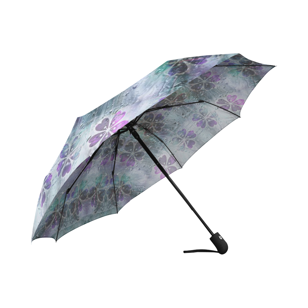 Purple flowers Rain drops, water drops, Unisex, Rain Umbrella Auto-Foldable Umbrella (Model U04)