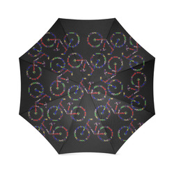 Umbrella Black Portland Oregon Colorful Bikes Foldable Umbrella (Model U01)