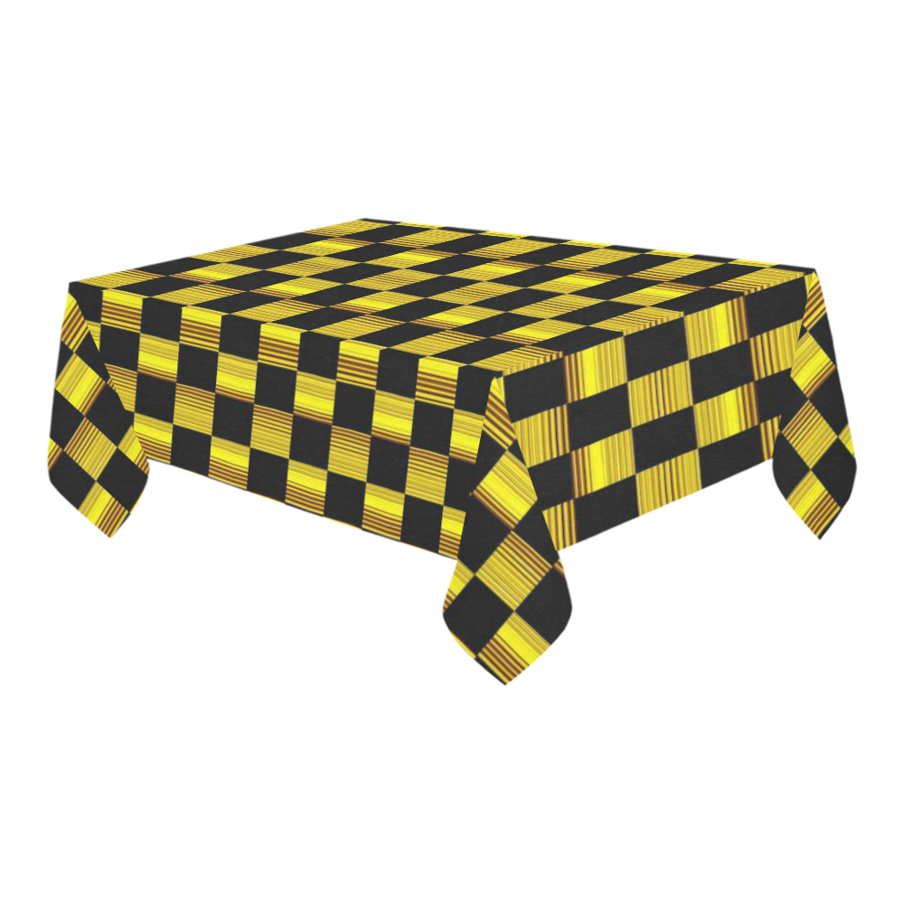 Black & Golden Chess Cotton Linen Tablecloth 60" x 90"