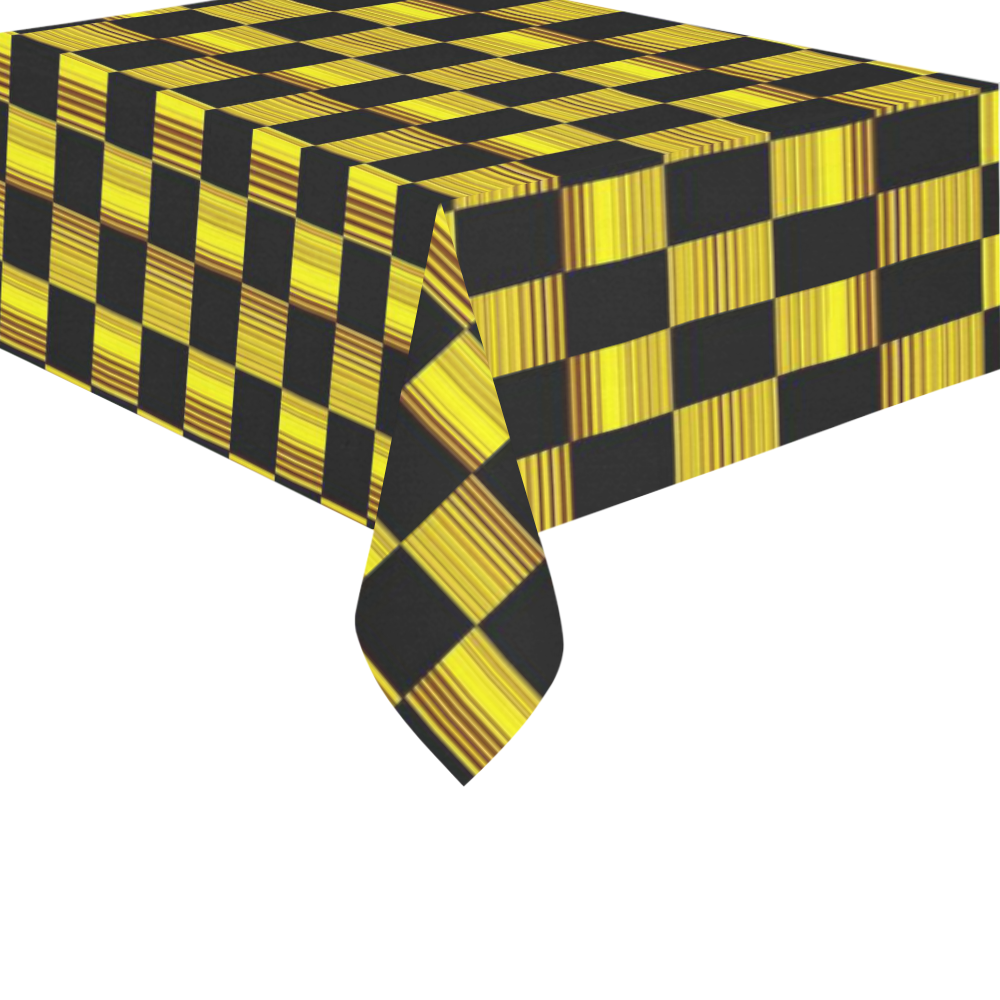 Black & Golden Chess Cotton Linen Tablecloth 60" x 90"