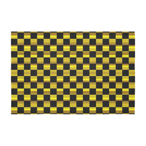 Black & Golden Chess Cotton Linen Tablecloth 60" x 90"