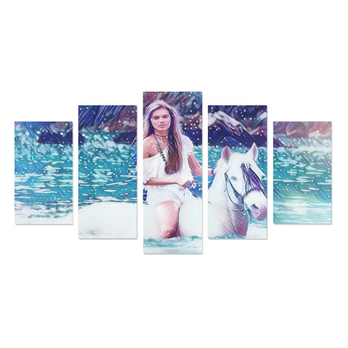 Horse and Girl in the Sea Canvas Print Sets A (No Frame)