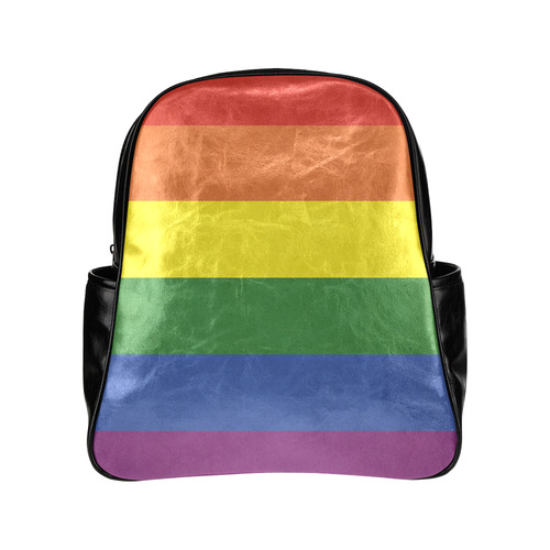 Stripes with rainbow colors Multi-Pockets Backpack (Model 1636)
