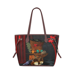 Steampunk skull with rat and hat Clover Canvas Tote Bag (Model 1661)