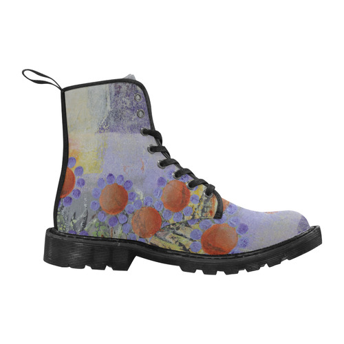 Cheery Flowers Martin Boots for Women (Black) (Model 1203H)