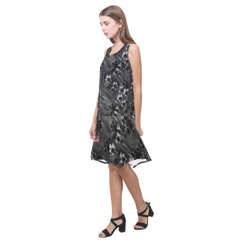 Black Blossoms Sleeveless Splicing Shift Dress(Model D17)