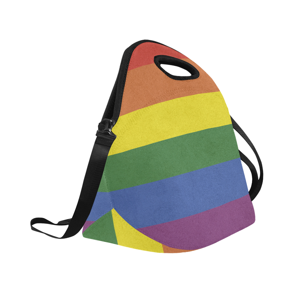 Stripes with rainbow colors Neoprene Lunch Bag/Large (Model 1669)
