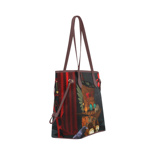 Steampunk skull with rat and hat Clover Canvas Tote Bag (Model 1661)