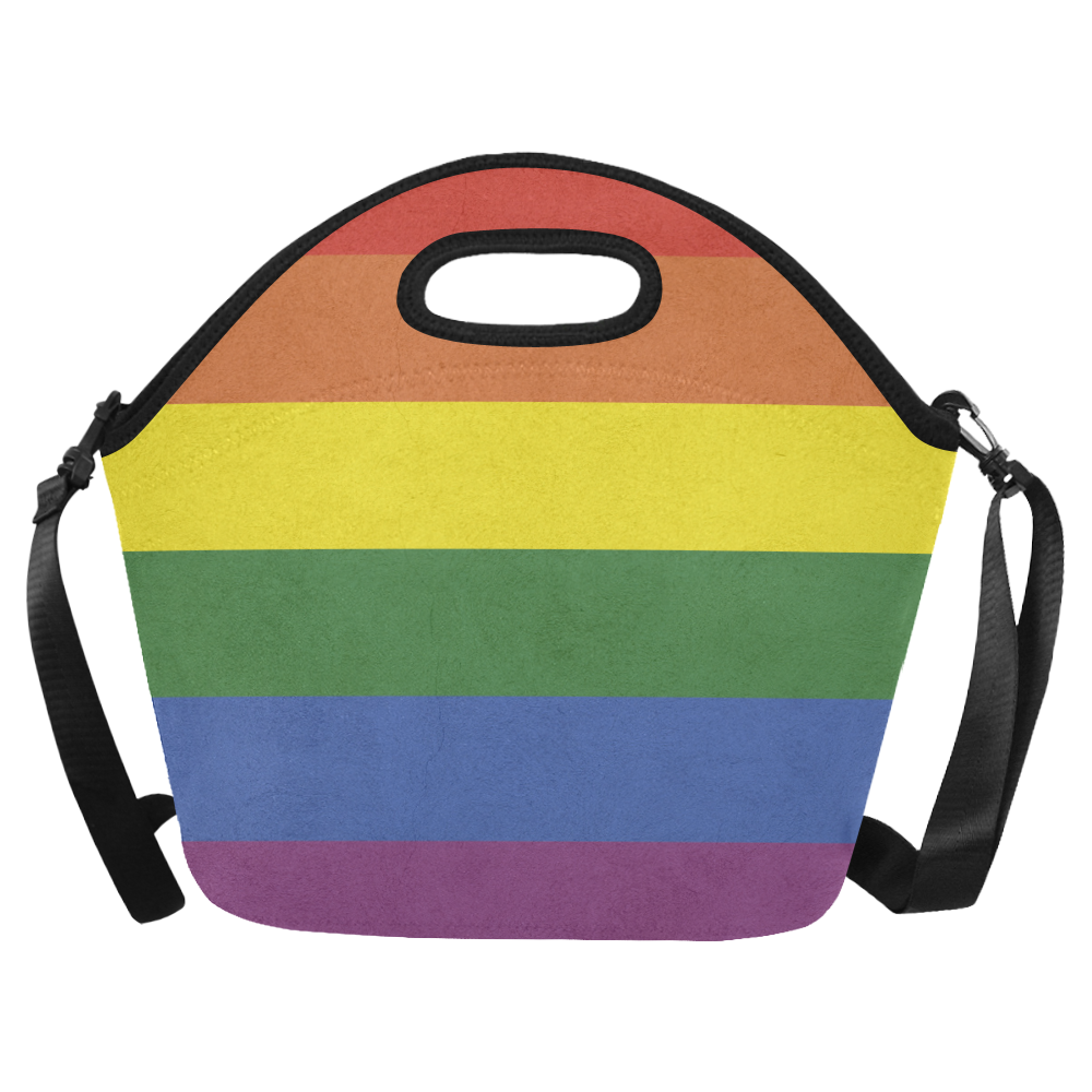 Stripes with rainbow colors Neoprene Lunch Bag/Large (Model 1669)