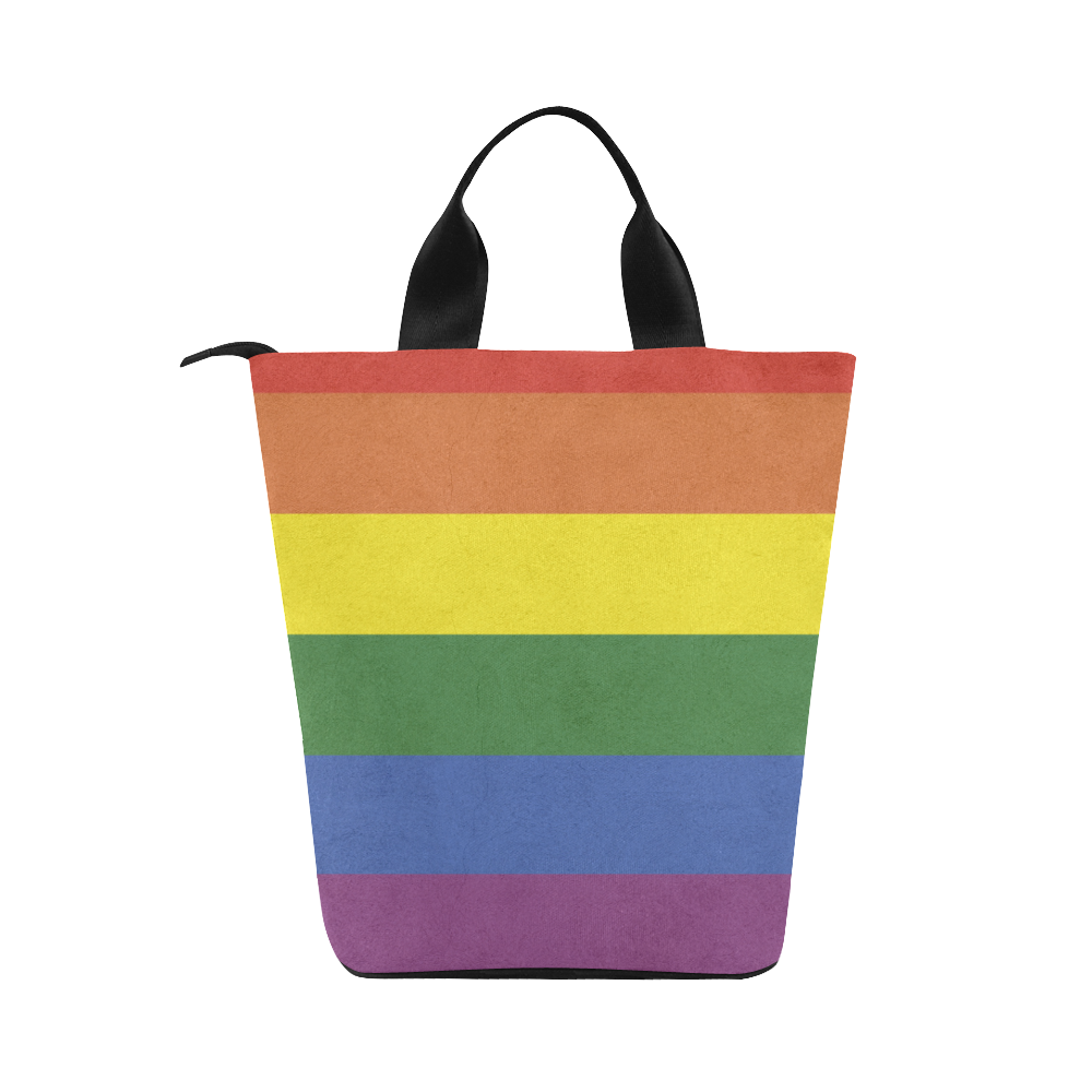 Stripes with rainbow colors Nylon Lunch Tote Bag (Model 1670)