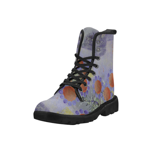 Cheery Flowers Martin Boots for Women (Black) (Model 1203H)