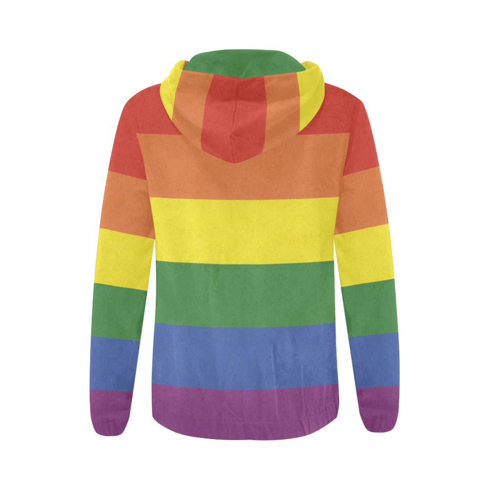 Stripes with rainbow colors All Over Print Full Zip Hoodie for Women (Model H14)